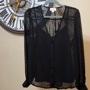 Black sheer blouse with matching tank top
